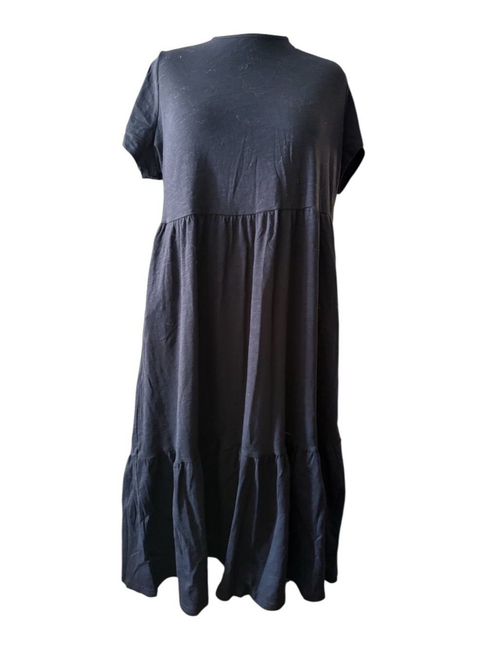 Old Navy Black Tiered Short-Sleeve Midi Dress -2X- NWT